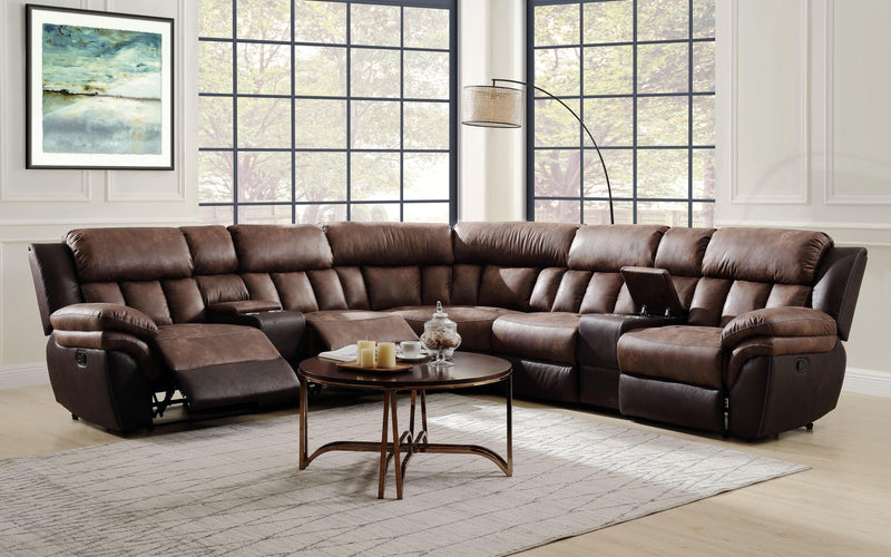 Jaylen Toffee & Espresso Polished Microfiber Sectional Sofa (Motion) - Ornate Home