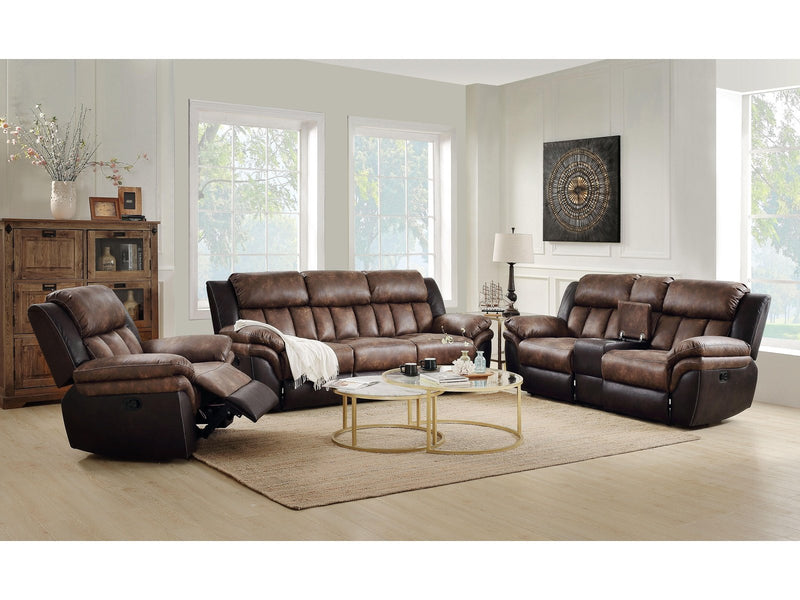 Jaylen Toffee & Espresso Polished Microfiber Sofa (Motion) - Ornate Home