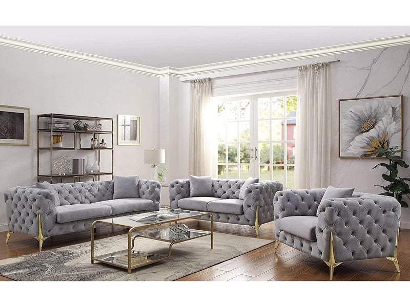 Jelanea - Gray Velvet - Living Room Set - Ornate Home