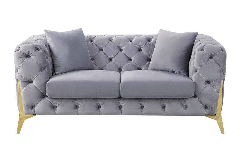 Jelanea - Gray Velvet - Stationary Loveseat - Ornate Home