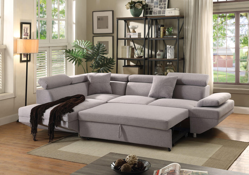 Jemima - Gray Fabric - Sectional Sofa w/Sleeper - Ornate Home