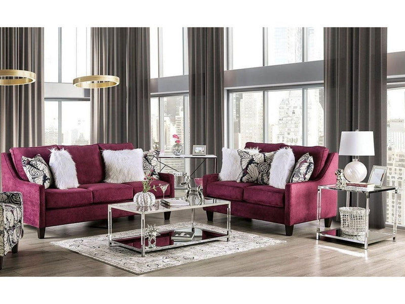 Jillian - Plum - Stationary Sofa & Loveseat - 2pc - Ornate Home