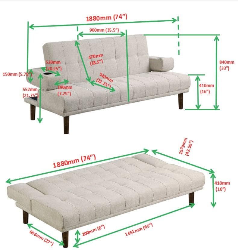 Joan - Beige - Sofa Bed - Ornate Home