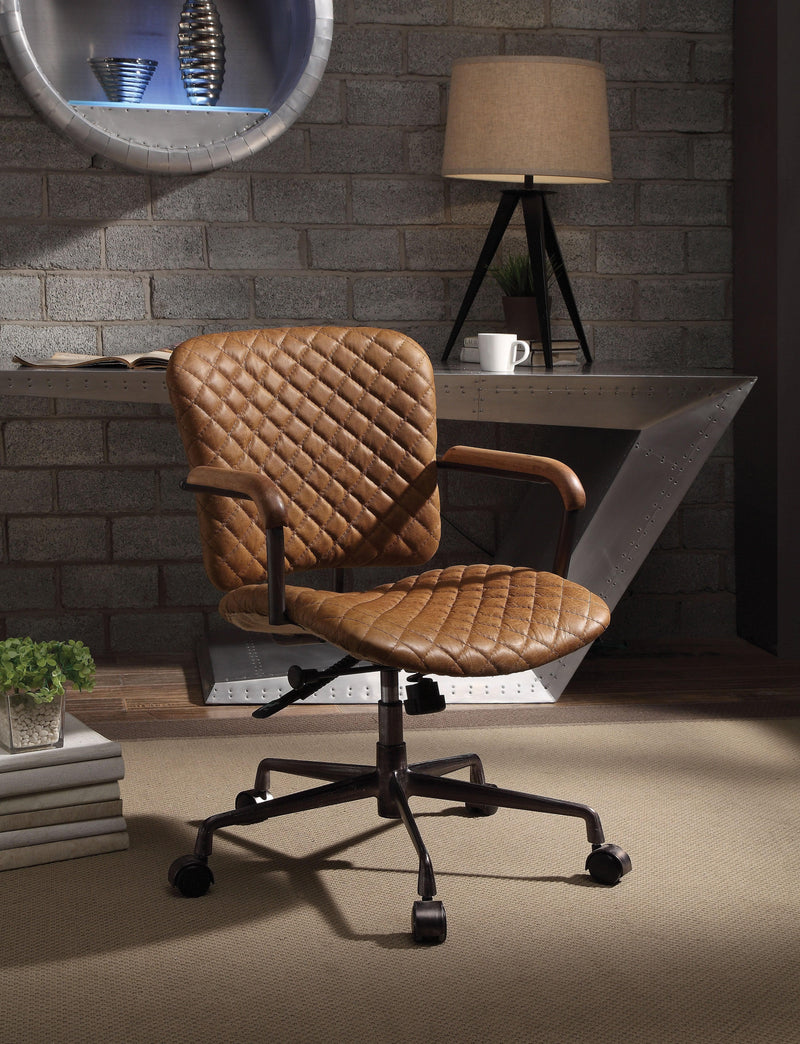 Josi Coffee Top Grain Leather Office Chair - Ornate Home