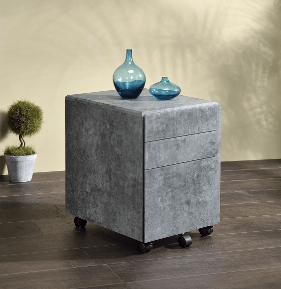 Jurgen Faux Concrete & Silver File Cabinet - Ornate Home