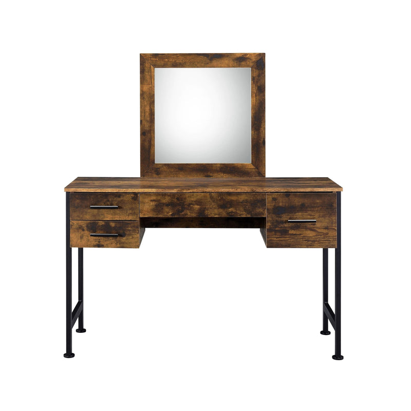 Juvanth - Rustic Oak & Black Finish - Juvanth Vanity Desk w/4 Drawers - Ornate Home