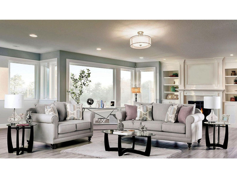 Kacey - Light Gray - Stationary Sofa & Loveseat - 2pc - Ornate Home