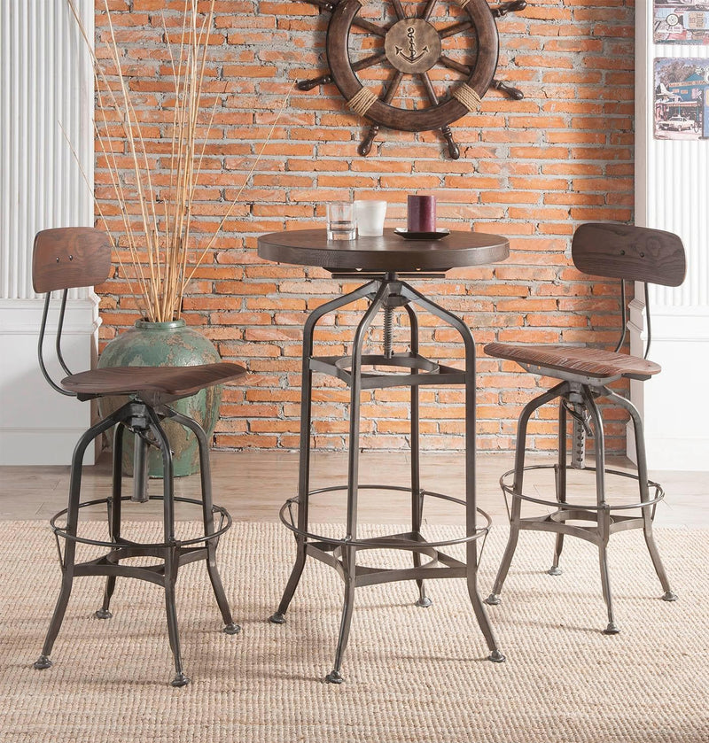 Kaeso Walnut & Gunmetal Bar Table - Ornate Home