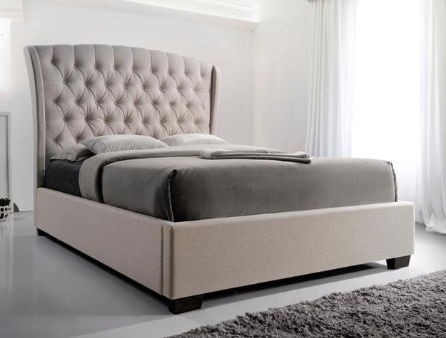 Kaitlyn Beige Upholstered King Platform Bed - Ornate Home