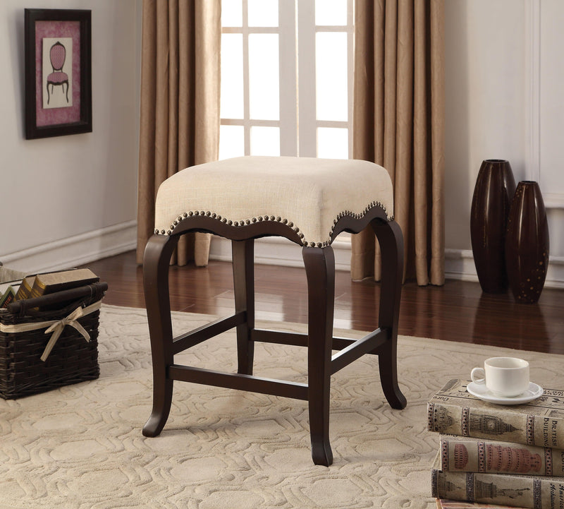 Kakabel Cream Fabric & Espresso Counter Height Stool (1Pc) - Ornate Home