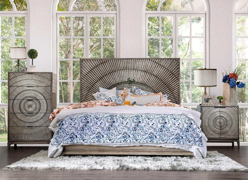 Kamalah - Antique Gray - E. King Bed - Ornate Home