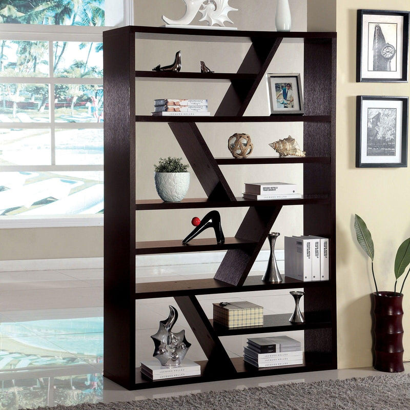 Kamloo - Espresso - Zig-Zag Display / Book Shelf - Ornate Home