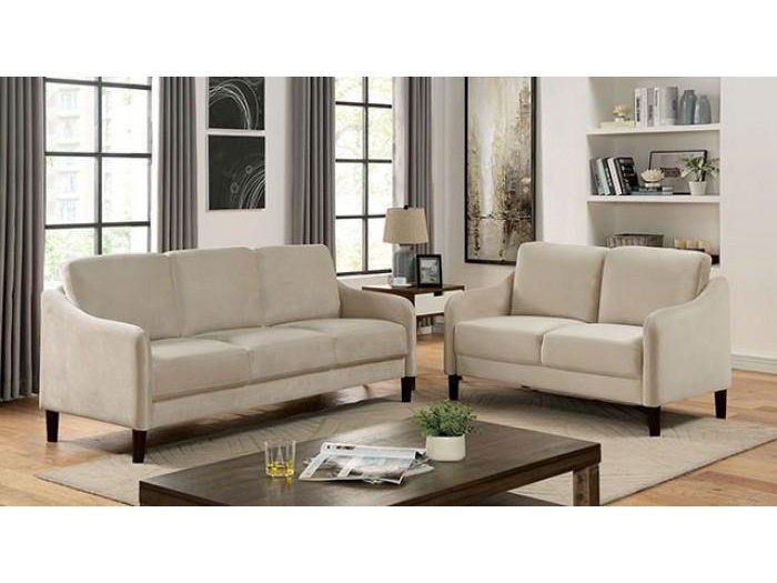 Kassel - Beige - Stationary Sofa & Loveseat - 2pc - Ornate Home