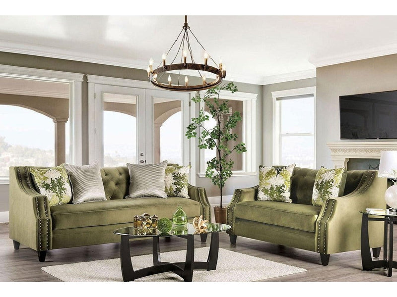 Kaye - Green - Stationary Sofa & Loveseat - 2pc - Ornate Home