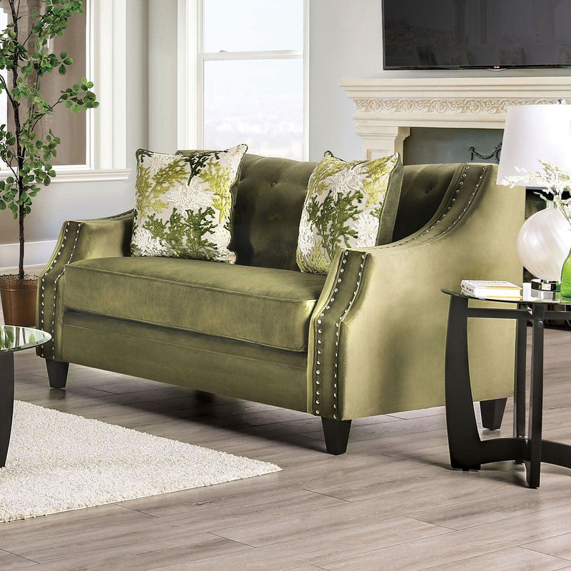 Kaye - Green - Stationary Sofa & Loveseat - 2pc - Ornate Home