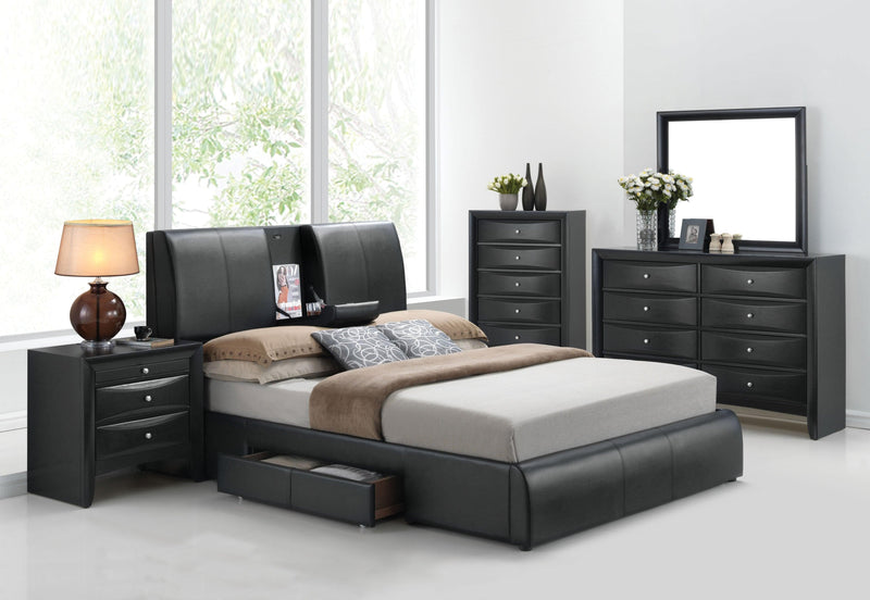 Kofi Black PU Queen Bed - Ornate Home