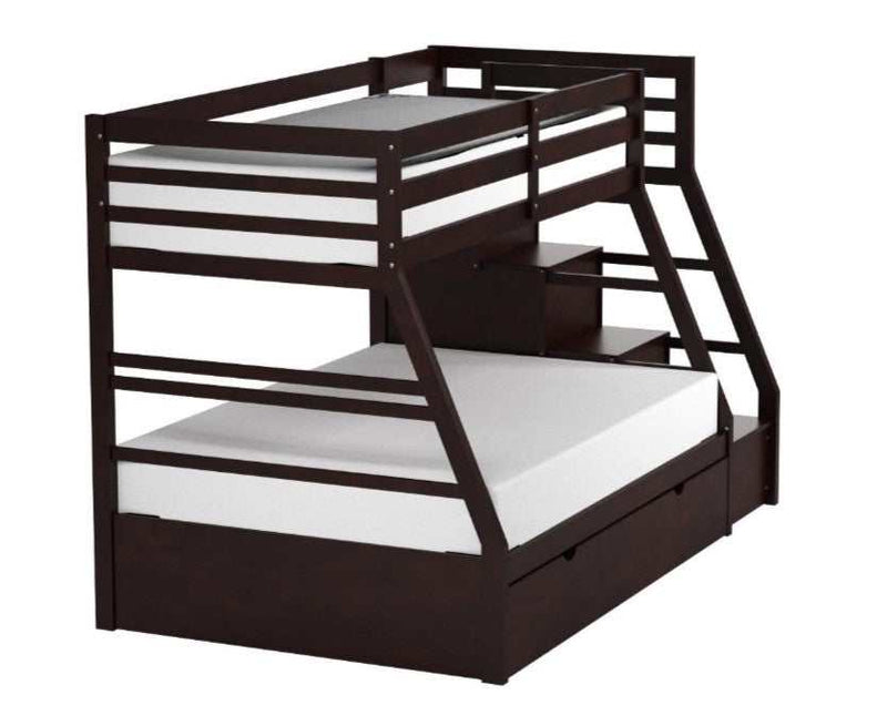 Jason - Espresso - Twin over Full Bunk Bed w/Storage Ladder & Trundle - Ornate Home