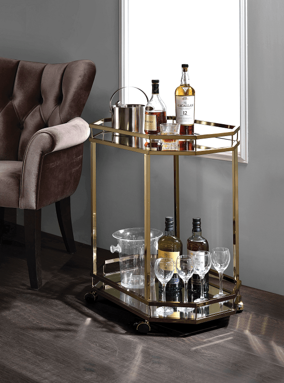 Lacole Champagne & Mirror Serving Cart - Ornate Home