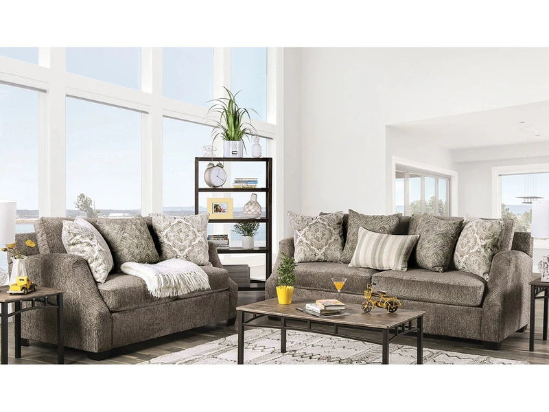 Laila - Gray - Stationary Sofa & Loveseat - 2pc - Ornate Home