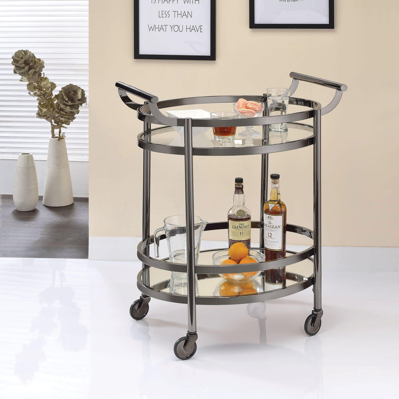 Lakelyn Black Nickel & Clear Glass Serving Cart - Ornate Home