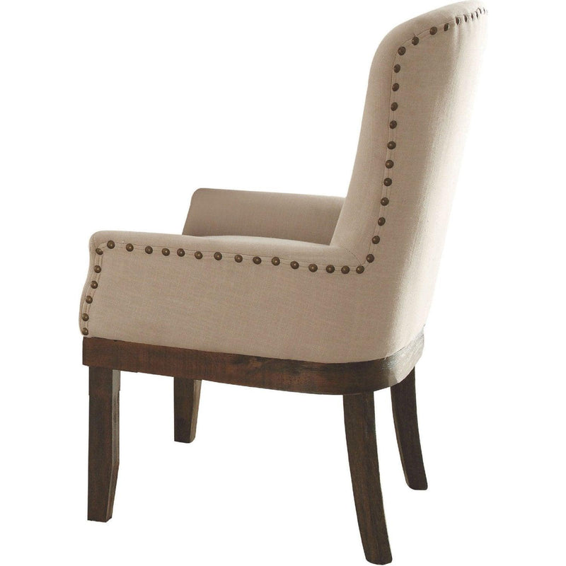 Landon - Beige Linen & Salvage Brown - Dining Chair / 1pc - Ornate Home