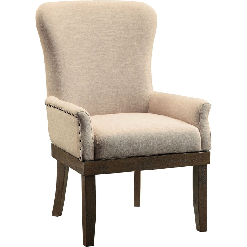 Landon - Beige Linen & Salvage Brown - Dining Chair / 1pc - Ornate Home