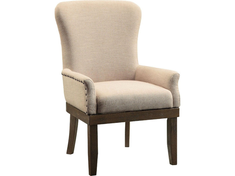 Landon - Beige Linen & Salvage Brown - Dining Chair / 1pc - Ornate Home