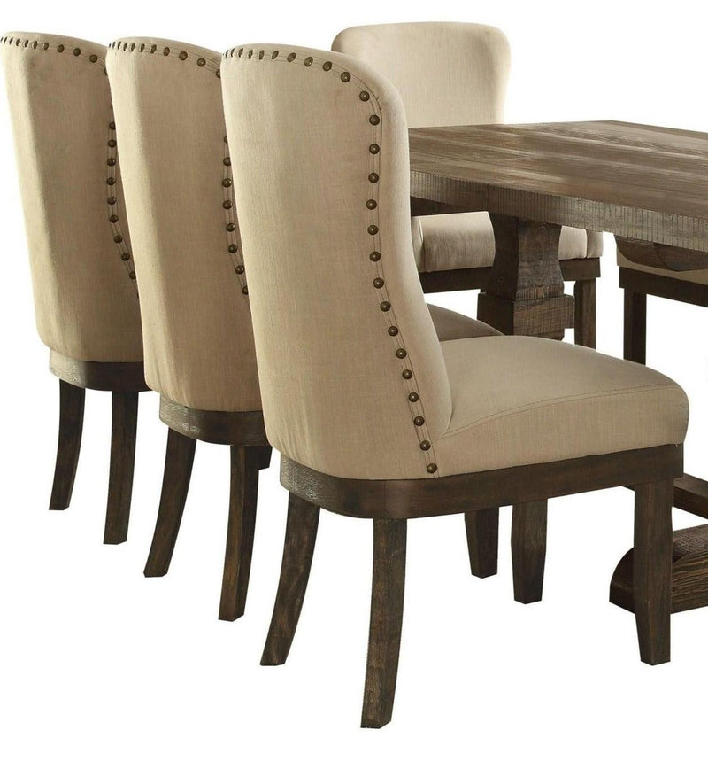 Landon - Beige Linen & Salvage Brown - Side Chair / Set of 2 - Ornate Home