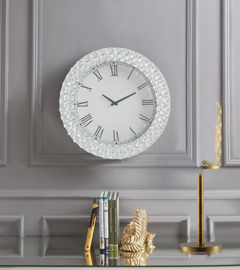 Lantana Mirrored & Faux Crystals Wall Clock - Ornate Home