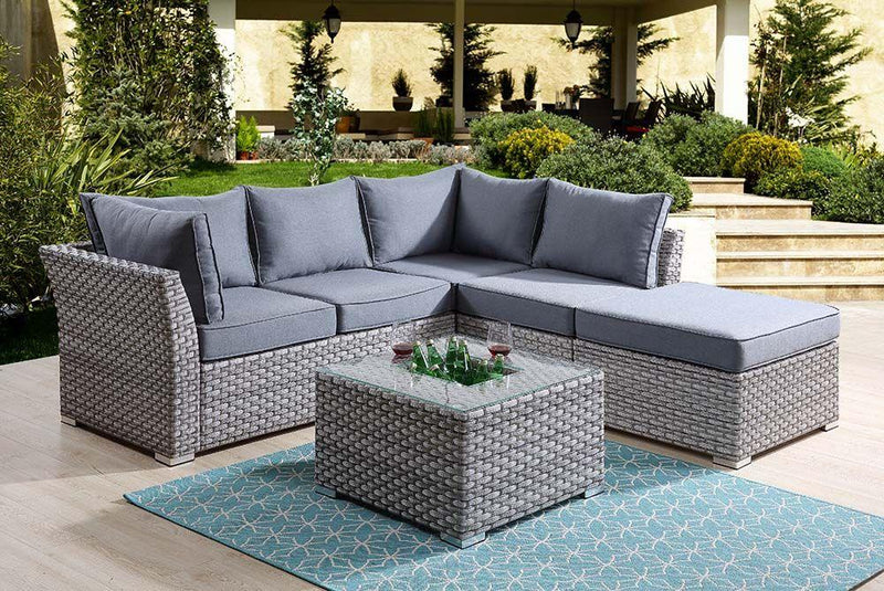 Laurance - Gray - 4Pc Patio Sectional Sofa Set - Ornate Home