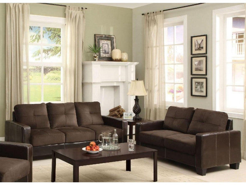 Laverne - Chocolate & Espresso - Stationary Sofa & Loveseat - 2pc - Ornate Home