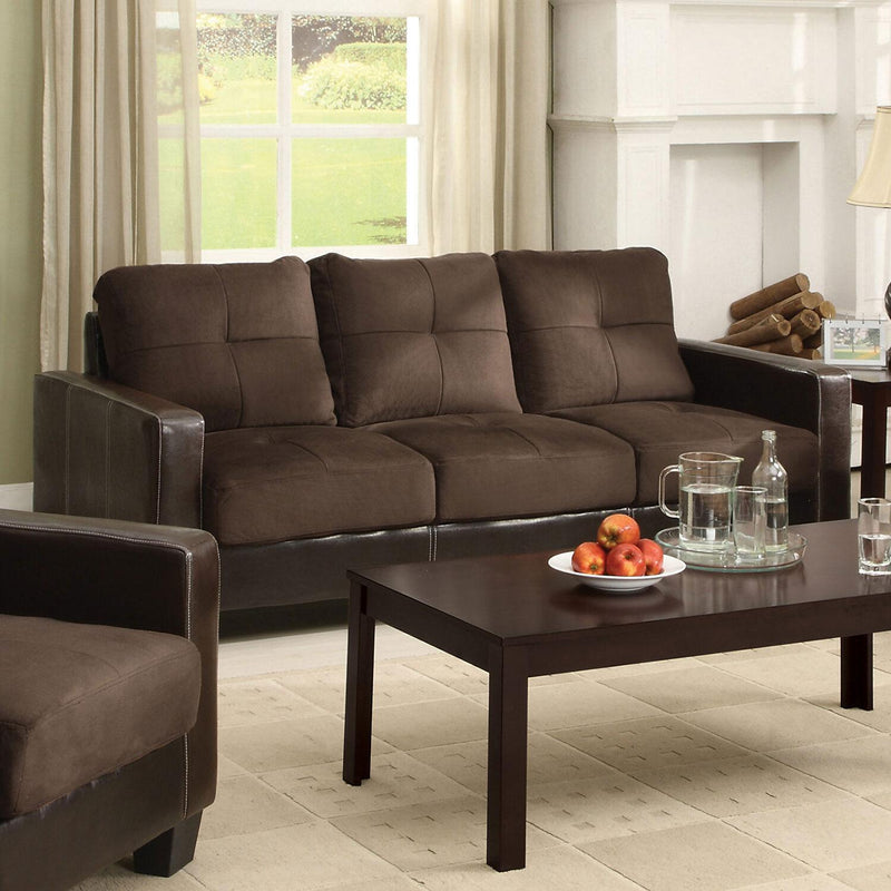 Laverne - Chocolate & Espresso - Stationary Sofa & Loveseat - 2pc - Ornate Home