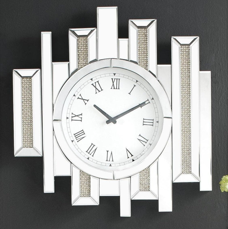 Lavina Mirrored & Faux Diamonds Wall Clock - Ornate Home