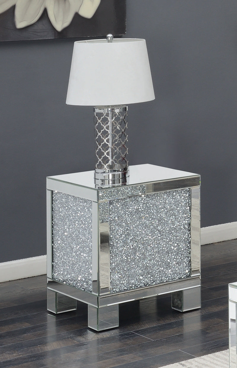 Layton - Silver & Clear Mirror - Square End Table - Ornate Home