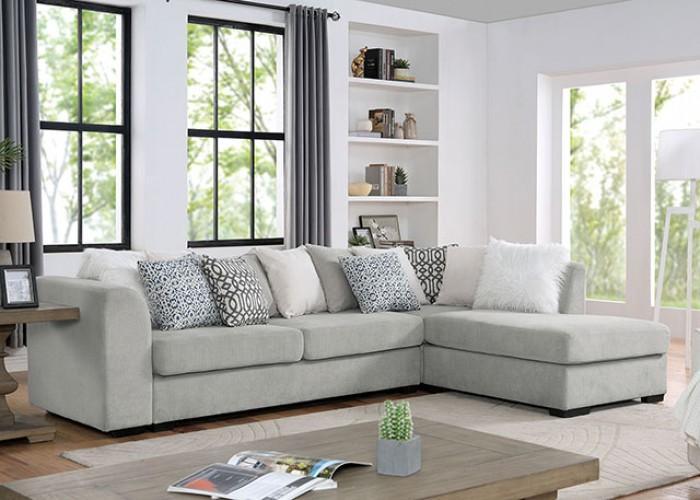 Leandra - Light Gray -  L Shape Sectional Sofa - Ornate Home