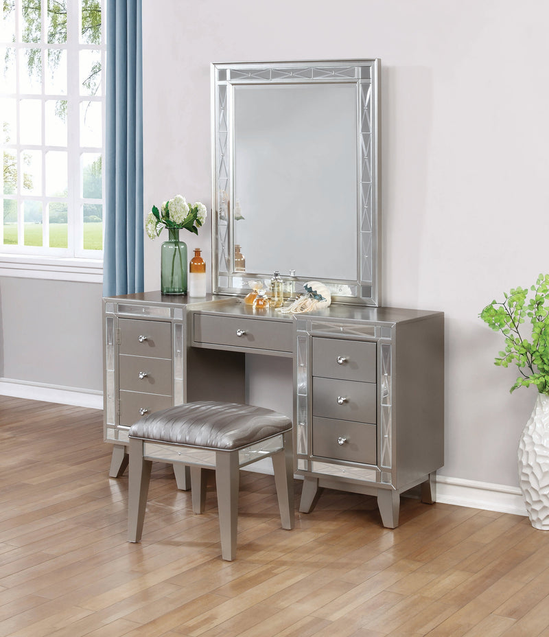 Leighton - Metallic Mercury - Vanity Desk & Stool - Ornate Home