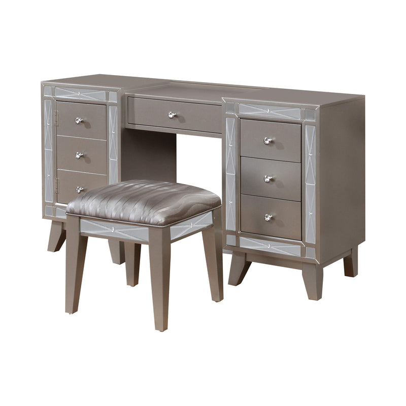 Leighton - Metallic Mercury - Vanity Desk & Stool - Ornate Home