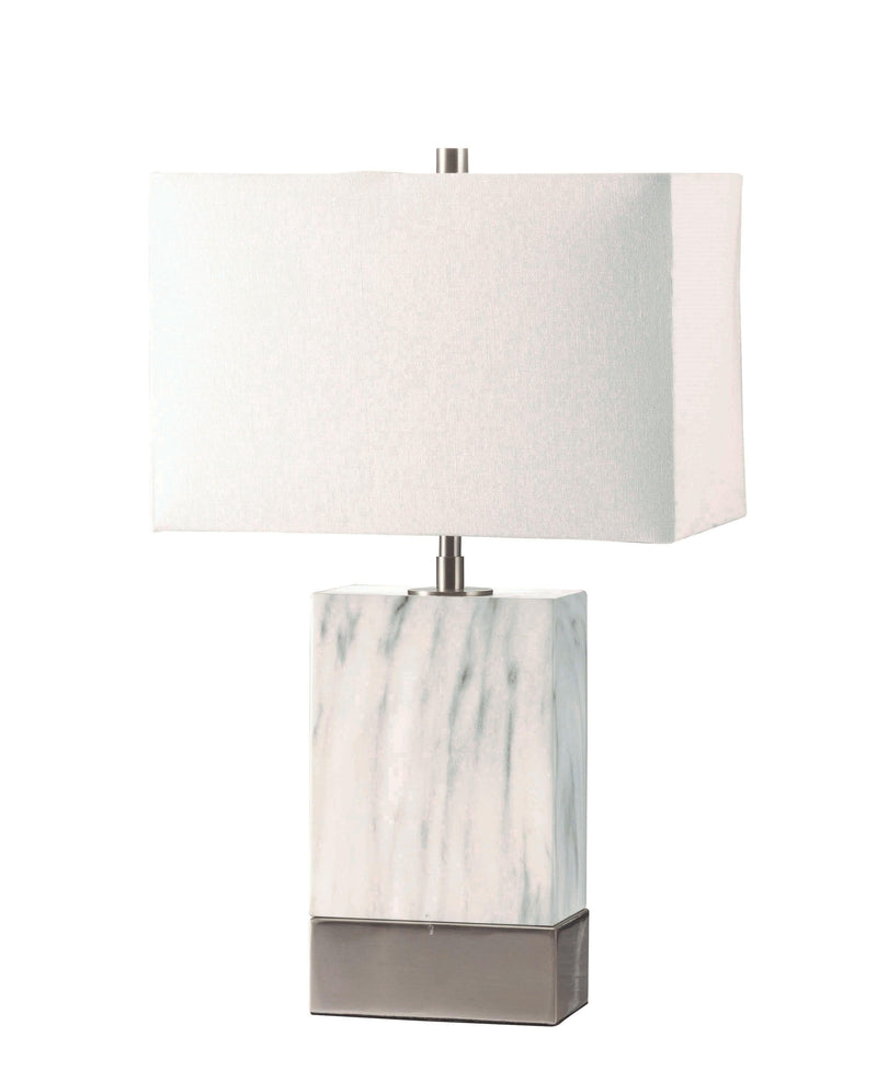 Libe White & Brushed Nickel Table Lamp - Ornate Home