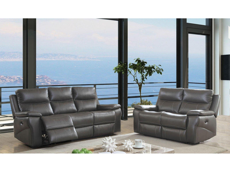 Lila - Gray - Power Reclining Sofa & Loveseat / 2pc Set - Ornate Home