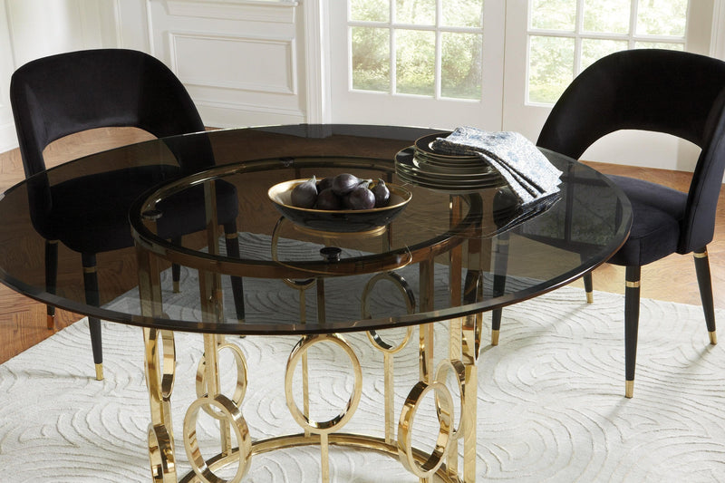 Lindsey - Sunny Gold - Round Glass Top Dining Table - Ornate Home