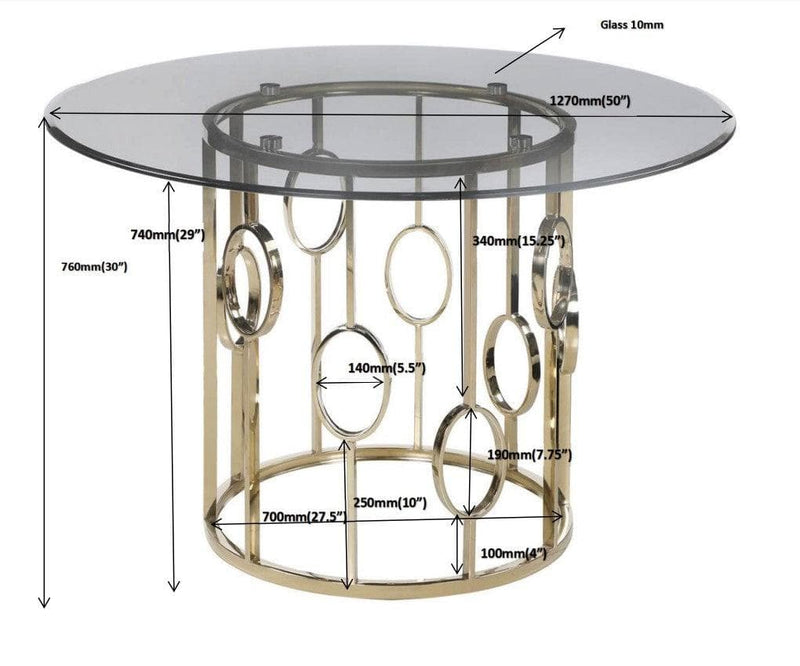 Lindsey - Sunny Gold - Round Glass Top Dining Table - Ornate Home