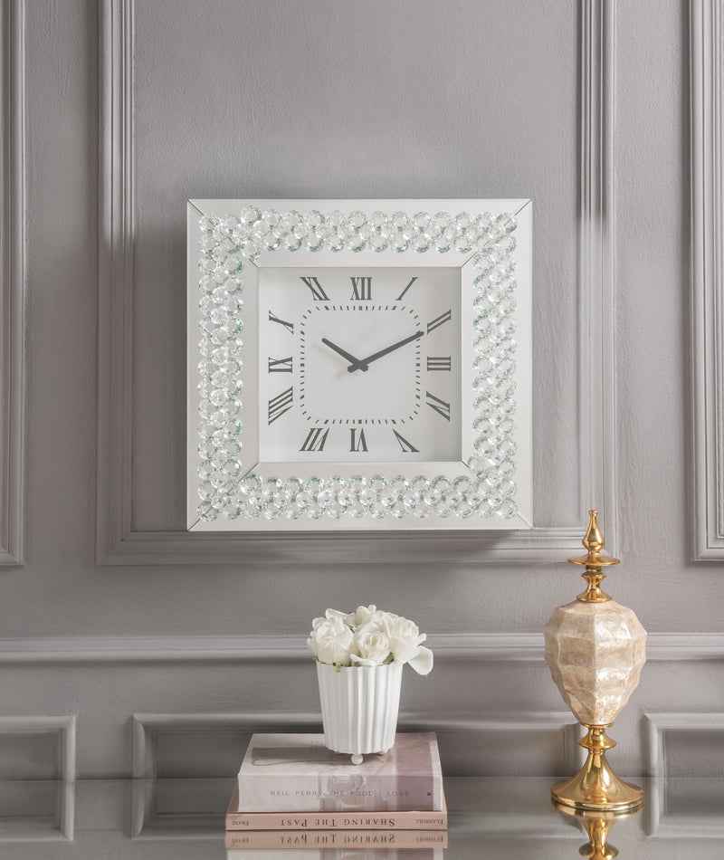 Lotus Mirrored & Faux Crystals Wall Clock - Ornate Home