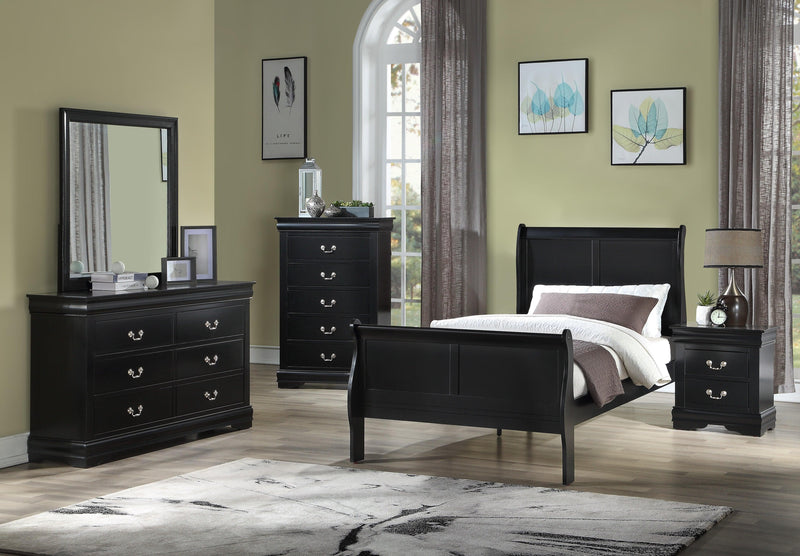 Louis Philip Black Youth Sleigh Bedroom Set - Ornate Home