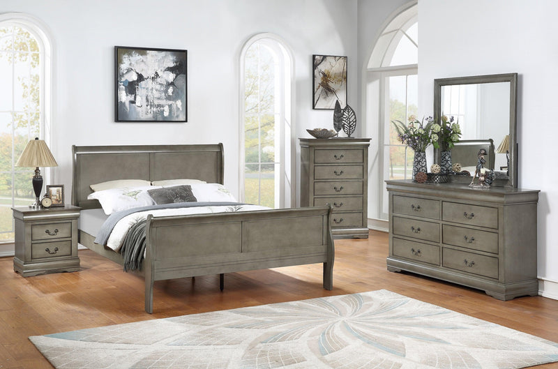 Louis Philip Gray Sleigh Bedroom Set - Ornate Home