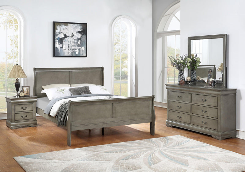 Louis Philip Gray Sleigh Bedroom Set - Ornate Home