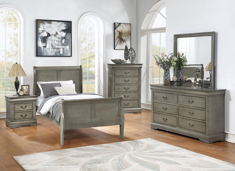 Louis Philip Gray Youth Sleigh Bedroom Set - Ornate Home