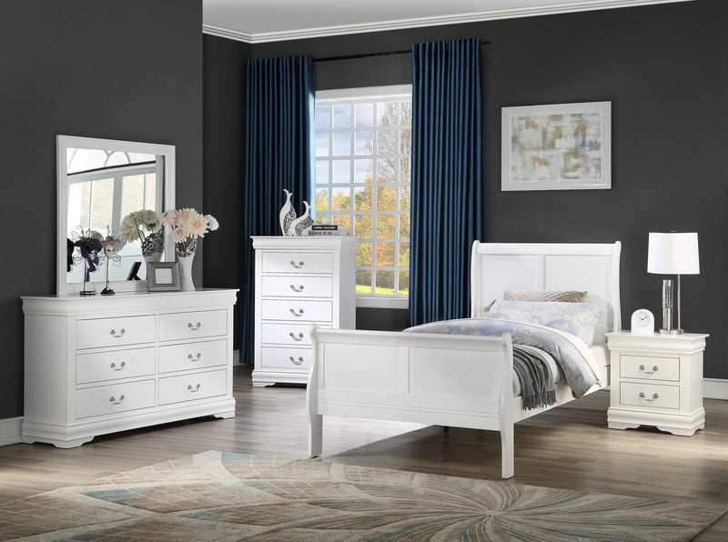 Louis Philip White Youth Sleigh Bedroom Set - Ornate Home