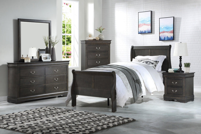 Louis Philippe Dark Gray Full Bed - Ornate Home