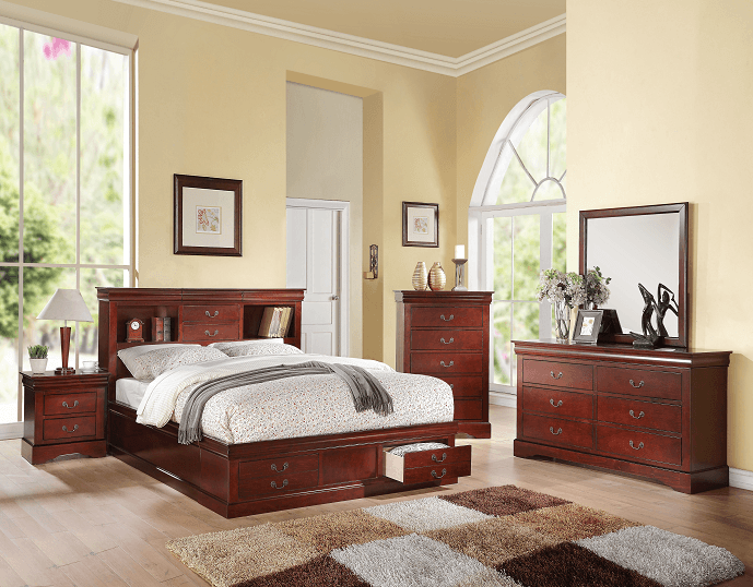 Louis Philippe III Cherry Eastern King Bed - Ornate Home