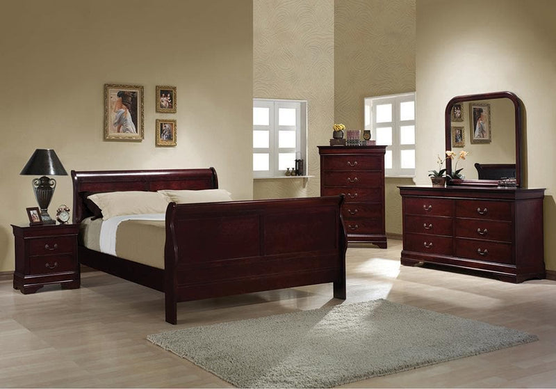 Louis Philippe Traditional Red Brown Full Five-Piece Set - Ornate Home